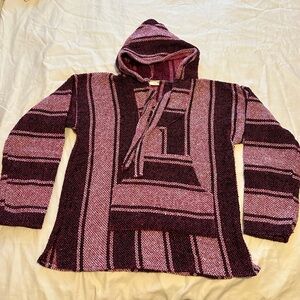 Men's Hooded Pullover with Pink and Black Stripes size M